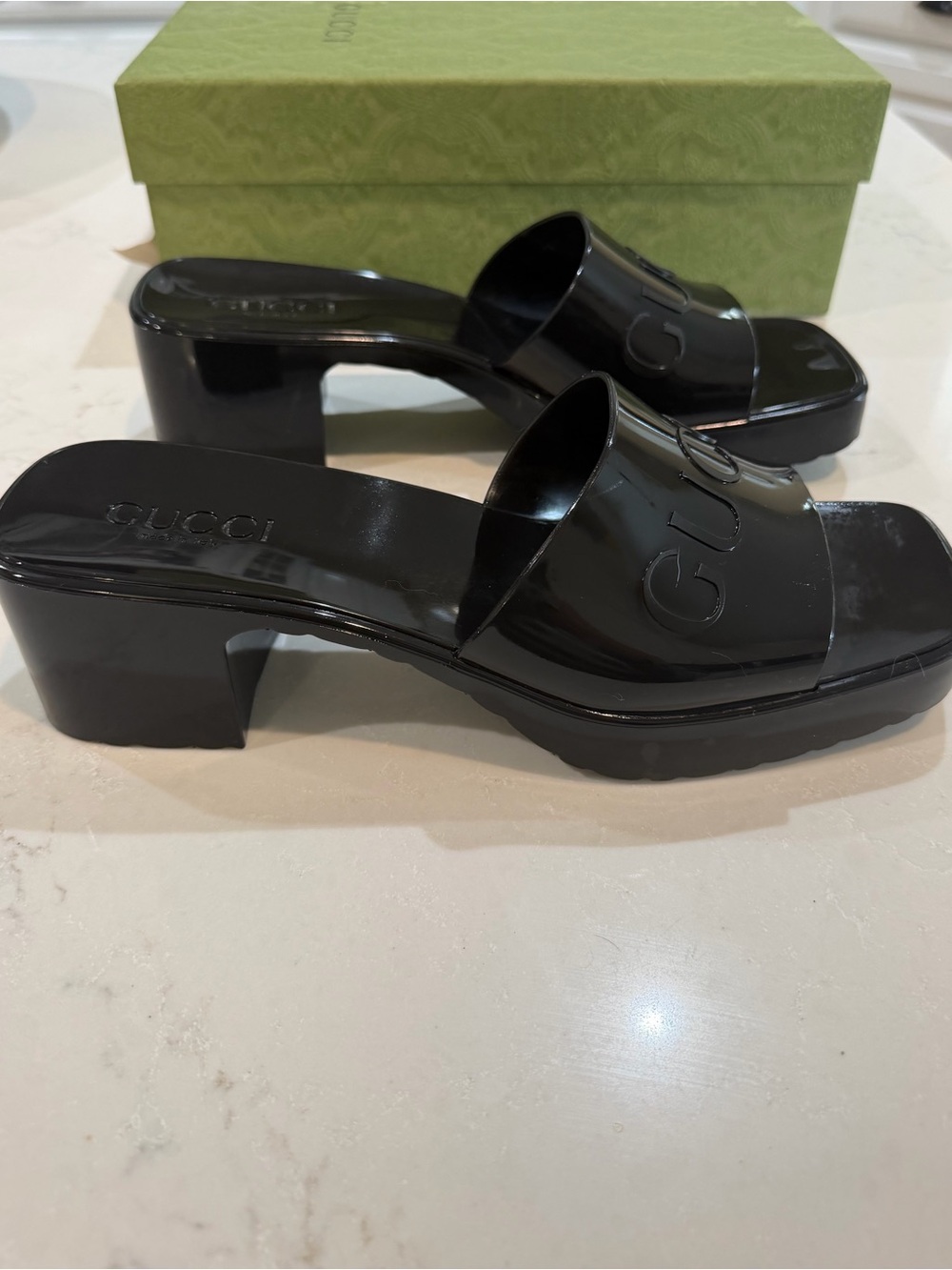 Gucci Black  Jelly Slide Sandals - Picture 4 of 5